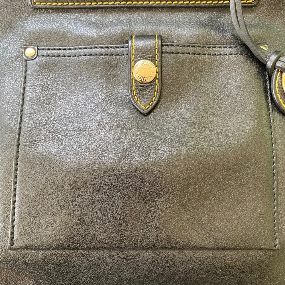 Dooney & Bourke Teardrop Satchel Black Florentine Vacchetta Leather Shoulder Bag